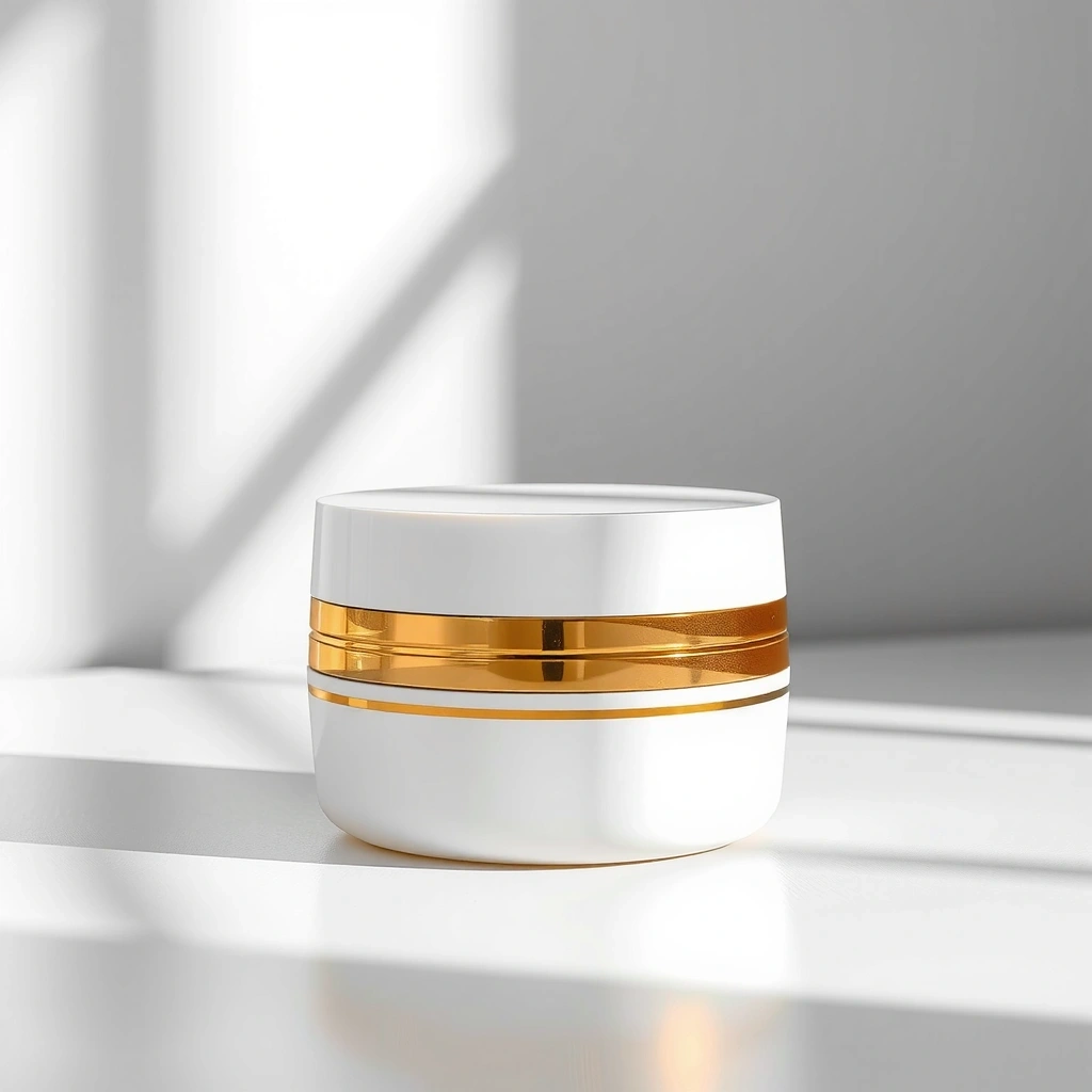 Premium anti-aging cream jar with elegant packaging